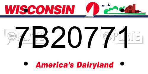 7B20771 Wisconsin License Plate