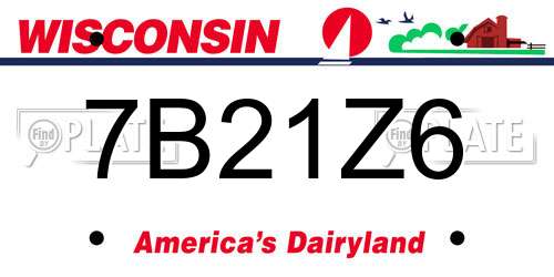 7B21Z6 Wisconsin License Plate