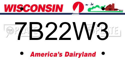 7B22W3 Wisconsin License Plate