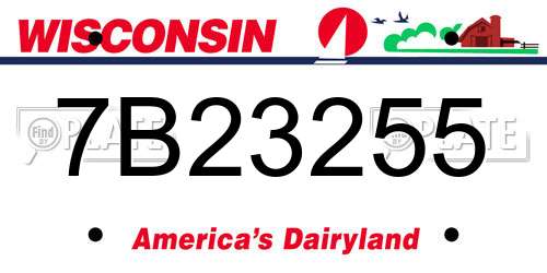 7B23255 Wisconsin License Plate