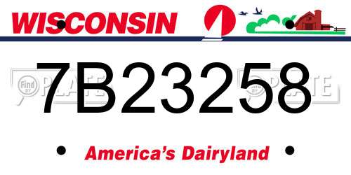7B23258 Wisconsin License Plate