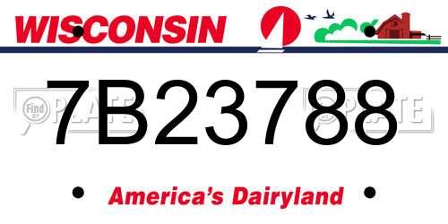 7B23788 Wisconsin License Plate