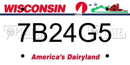 7B24G5 Wisconsin License Plate
