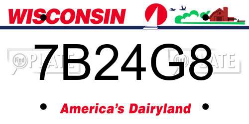 7B24G8 Wisconsin License Plate