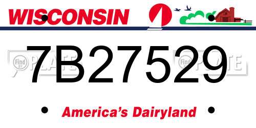 7B27529 Wisconsin License Plate