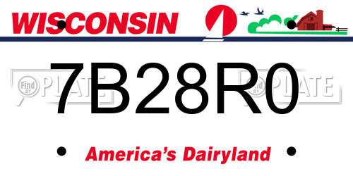 7B28R0 Wisconsin License Plate