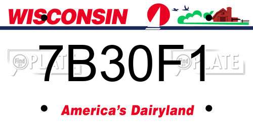 7B30F1 Wisconsin License Plate