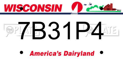 7B31P4 Wisconsin License Plate
