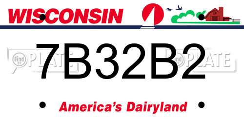 7B32B2 Wisconsin License Plate