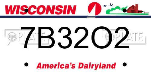 7B32O2 Wisconsin License Plate