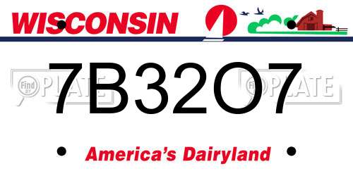 7B32O7 Wisconsin License Plate