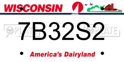7B32S2 Wisconsin License Plate