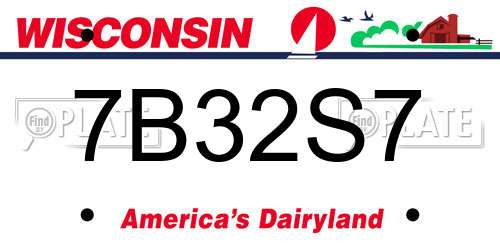 7B32S7 Wisconsin License Plate