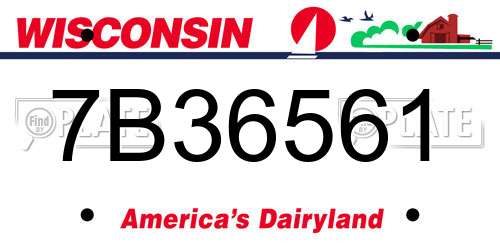 7B36561 Wisconsin License Plate