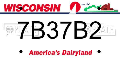 7B37B2 Wisconsin License Plate