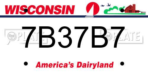 7B37B7 Wisconsin License Plate