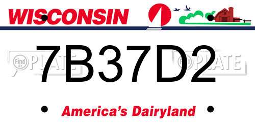 7B37D2 Wisconsin License Plate