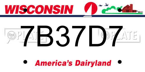 7B37D7 Wisconsin License Plate