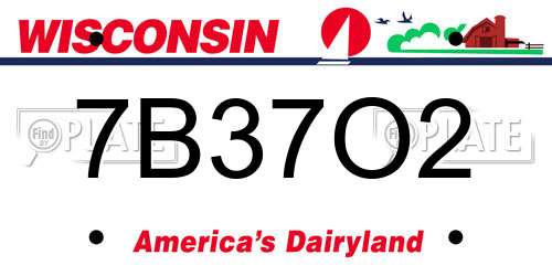 7B37O2 Wisconsin License Plate