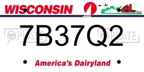 7B37Q2 Wisconsin License Plate