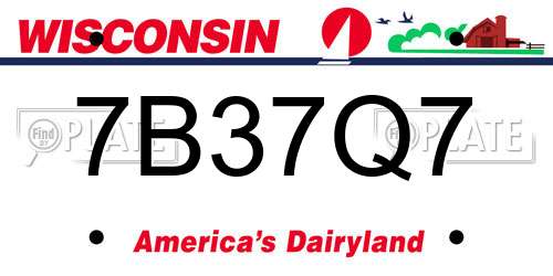 7B37Q7 Wisconsin License Plate