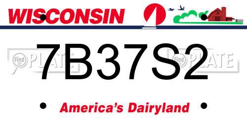 7B37S2 Wisconsin License Plate