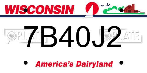 7B40J2 Wisconsin License Plate