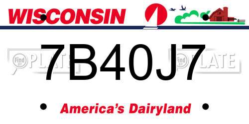 7B40J7 Wisconsin License Plate