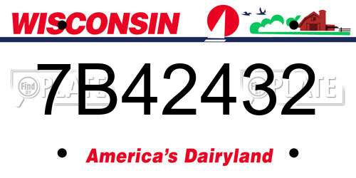 7B42432 Wisconsin License Plate