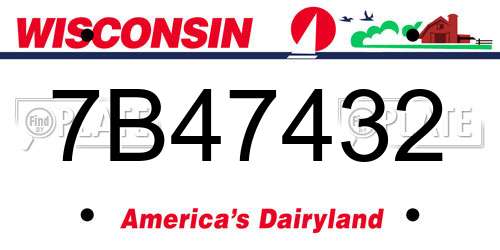 7B47432 Wisconsin License Plate