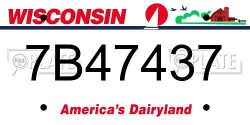 7B47437 Wisconsin License Plate