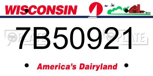 7B50921 Wisconsin License Plate