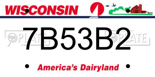 7B53B2 Wisconsin License Plate