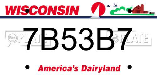 7B53B7 Wisconsin License Plate