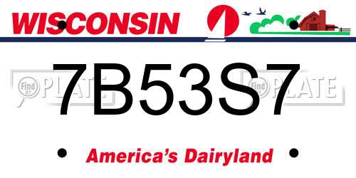 7B53S7 Wisconsin License Plate