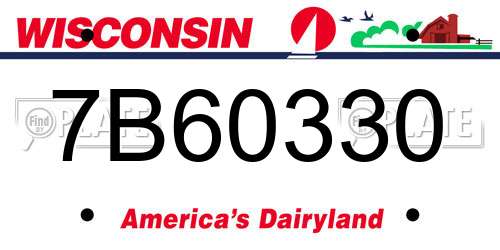 7B60330 Wisconsin License Plate