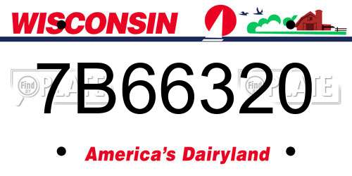7B66320 Wisconsin License Plate