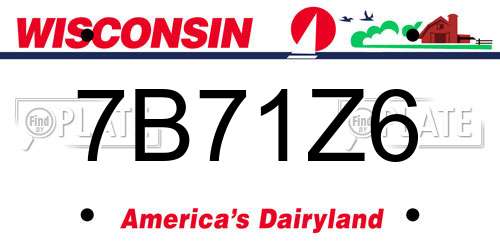 7B71Z6 Wisconsin License Plate
