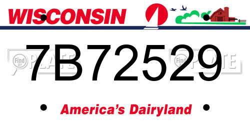 7B72529 Wisconsin License Plate