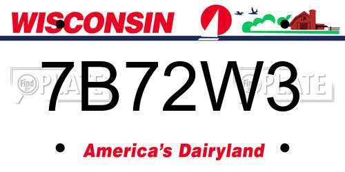 7B72W3 Wisconsin License Plate