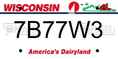 7B77W3 Wisconsin License Plate