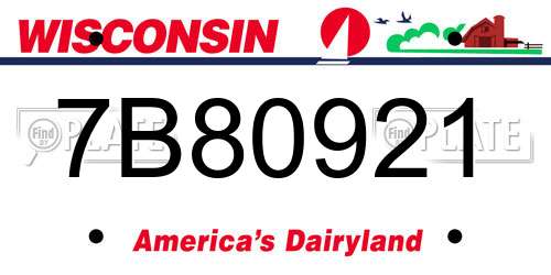 7B80921 Wisconsin License Plate
