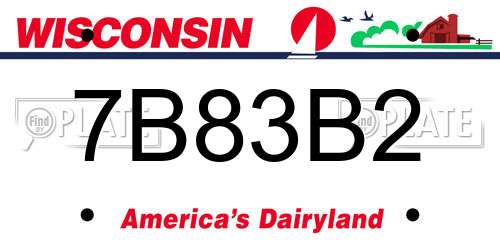 7B83B2 Wisconsin License Plate