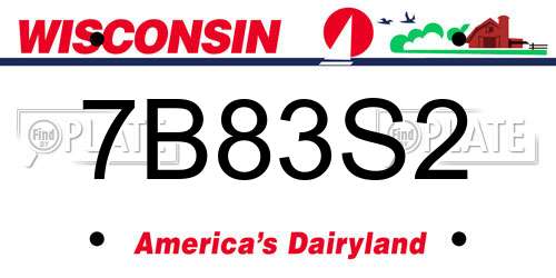 7B83S2 Wisconsin License Plate