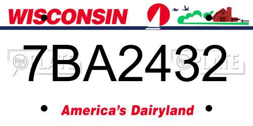 7BA2432 Wisconsin License Plate
