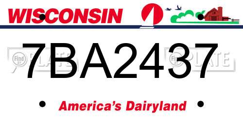 7BA2437 Wisconsin License Plate