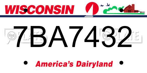 7BA7432 Wisconsin License Plate