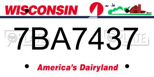 7BA7437 Wisconsin License Plate