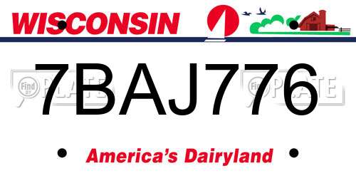 7BAJ776 Wisconsin License Plate