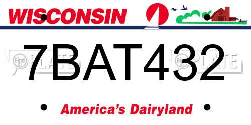 7BAT432 Wisconsin License Plate